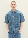 Tom Tailor Denim Blaues Herrenhemd aus gemustertem Denim Tom Tailor Denim