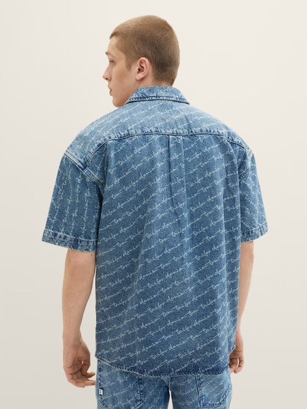 Tom Tailor Denim Blaues Herrenhemd aus gemustertem Denim Tom Tailor Denim
