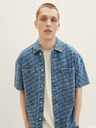 Tom Tailor Denim Blaues Herrenhemd aus gemustertem Denim Tom Tailor Denim