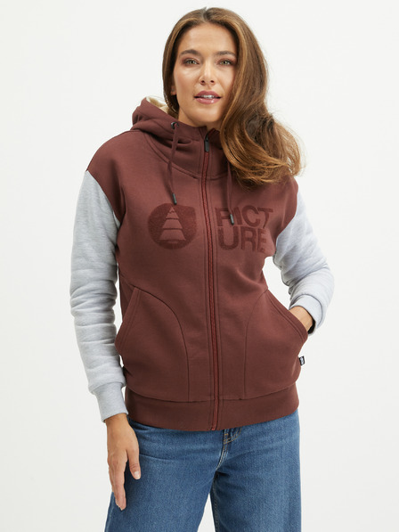 Picture Hellgrauer und burgunderroter Damen-Kapuzenpullover Bild