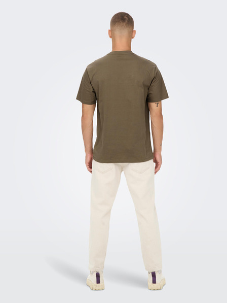 ONLY & SONS Braunes Basic-T-Shirt ONLY & SONS Fred