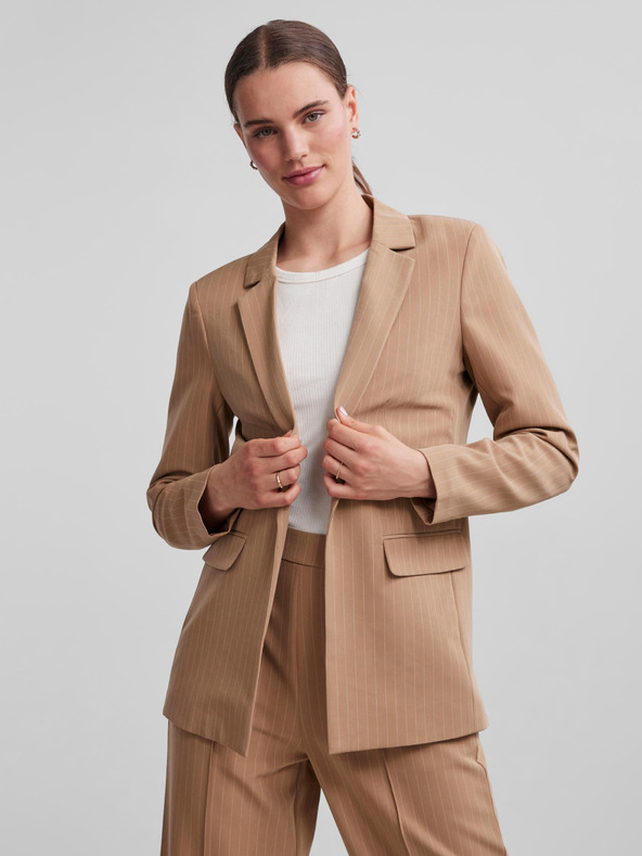 Pieces Hellbrauner gestreifter Damenblazer Pieces Bossy