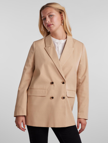 Pieces Beigefarbener Damenblazer in Übergröße Pieces Thelma