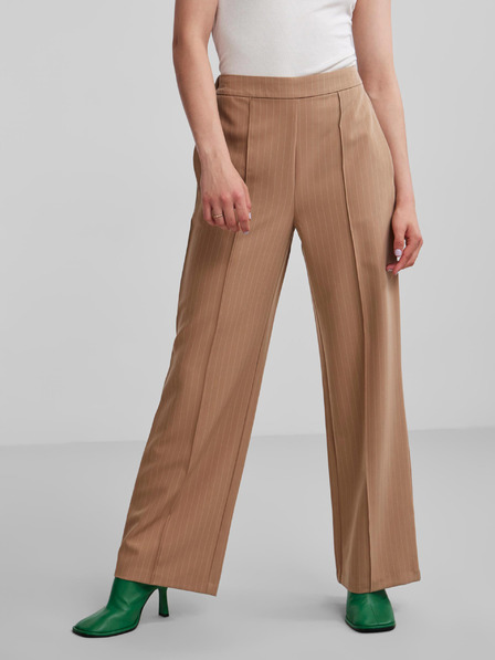 Pieces Braun gestreifte Damenhose mit weitem Bein Pieces Bossy