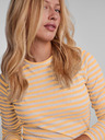 Pieces Gelbes gestreiftes Damen Basic Langarm T-Shirt Pieces Hand