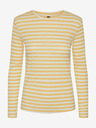 Pieces Gelbes gestreiftes Damen Basic Langarm T-Shirt Pieces Hand