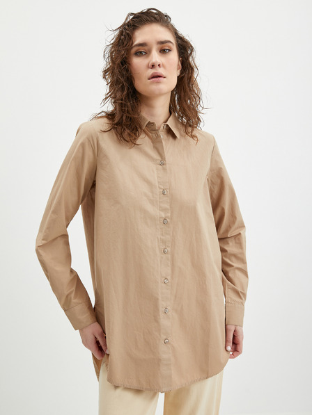 Pieces Beigefarbenes Oversize-Shirt für Frauen Pieces Jiva