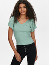 ONLY Hellgrünes geripptes Damen-T-Shirt ONLY Leelo