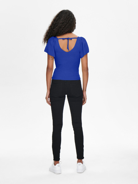 ONLY Dunkelblaues geripptes T-Shirt für Damen ONLY Leelo