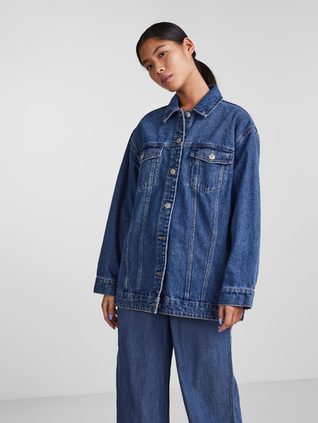 Pieces Blaue Oversized-Denim-Jacke für Damen Pieces Tika