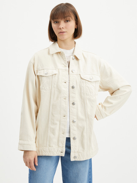 Pieces Beige Damen Jeansjacke in Übergröße Pieces Tika