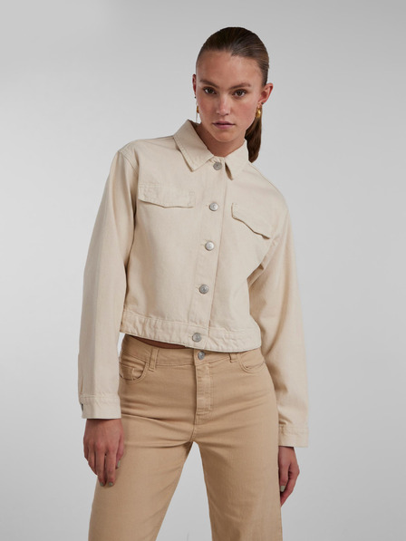 Pieces Cremefarbene Damen-Jeansjacke Pieces Tessie