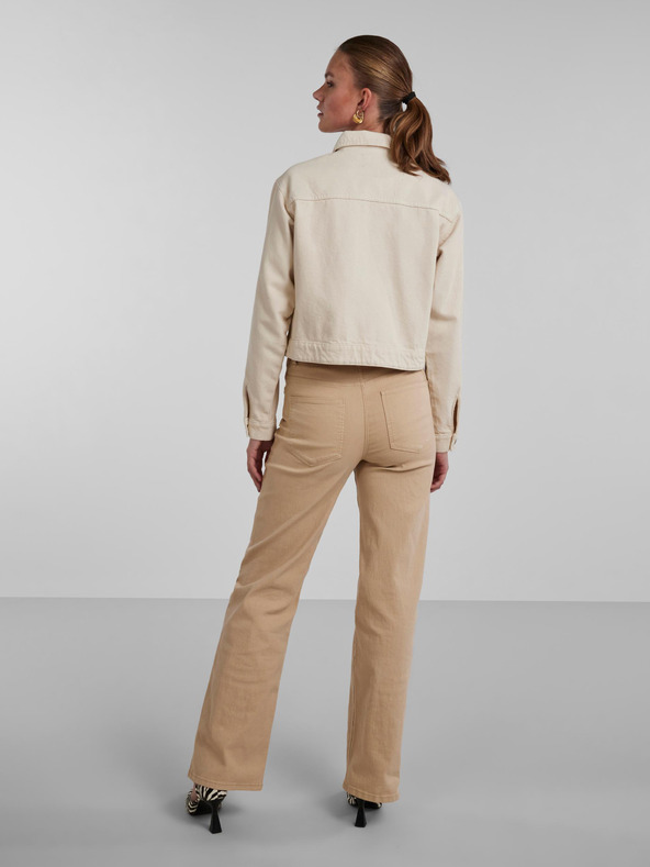 Pieces Cremefarbene Damen-Jeansjacke Pieces Tessie