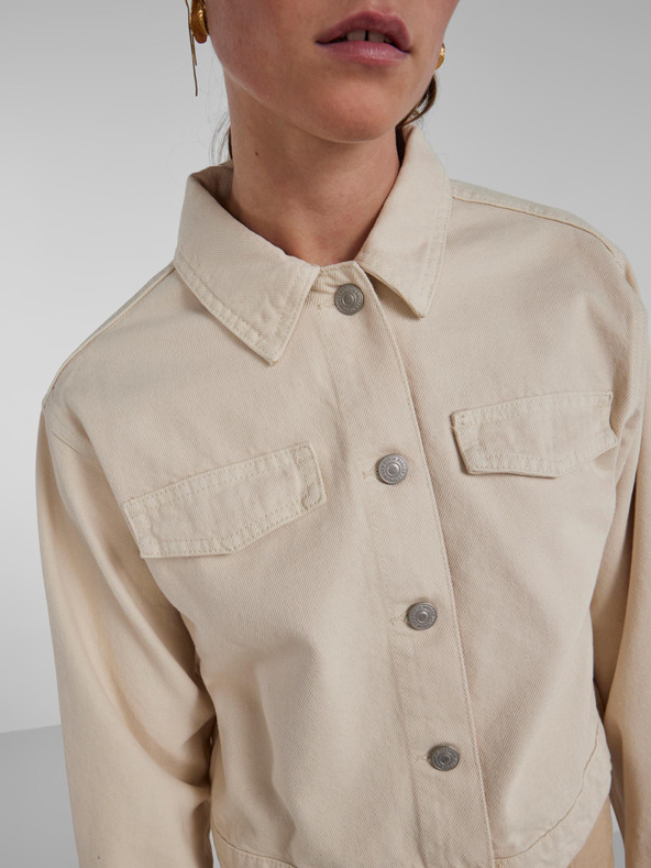 Pieces Cremefarbene Damen-Jeansjacke Pieces Tessie