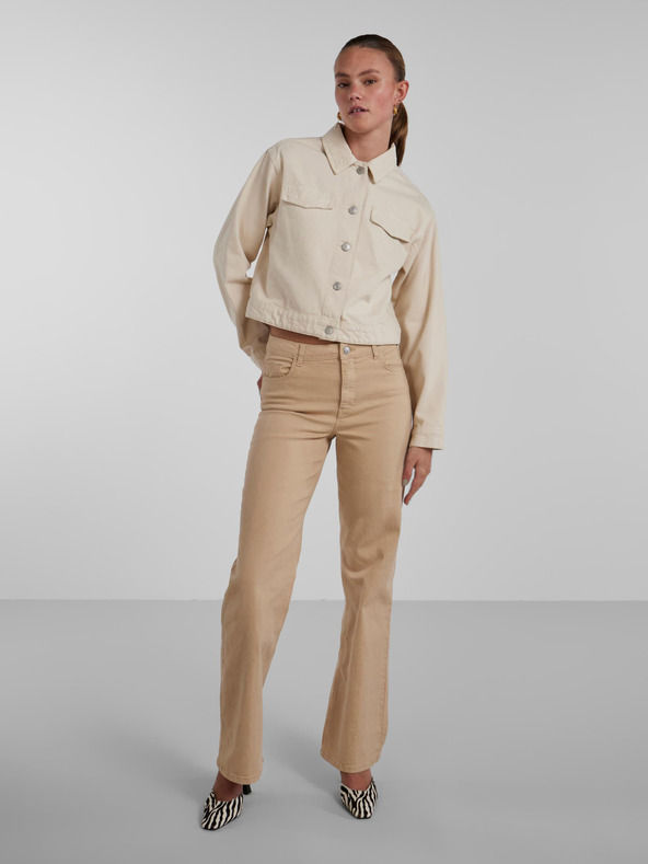 Pieces Cremefarbene Damen-Jeansjacke Pieces Tessie