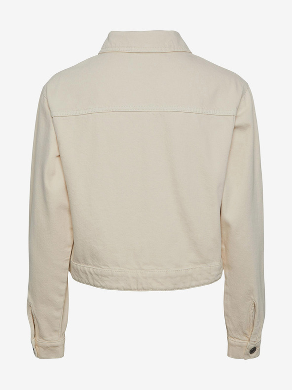Pieces Cremefarbene Damen-Jeansjacke Pieces Tessie