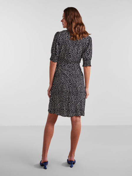 Pieces Schwarzes gepunktetes Damen-Wickelkleid Pieces Tala