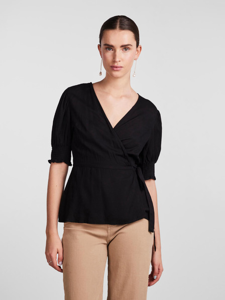 Pieces Schwarze Damen-Wickelbluse Pieces Tala