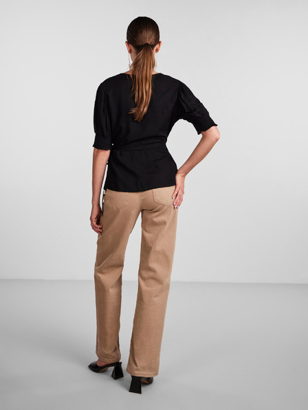 Pieces Schwarze Damen-Wickelbluse Pieces Tala