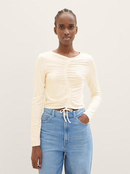 Tom Tailor Denim Cremefarbenes Damen-T-Shirt in Übergröße Tom Tailor Denim