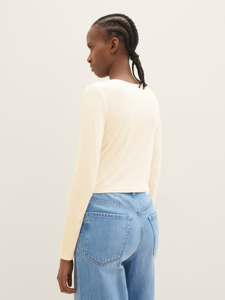 Tom Tailor Denim Cremefarbenes Damen-T-Shirt in Übergröße Tom Tailor Denim