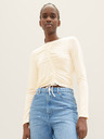Tom Tailor Denim Cremefarbenes Damen-T-Shirt in Übergröße Tom Tailor Denim