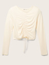 Tom Tailor Denim Cremefarbenes Damen-T-Shirt in Übergröße Tom Tailor Denim