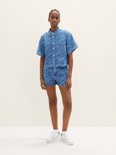 Tom Tailor Denim Blaue gemusterte Denim-Shorts für Damen Tom Tailor Denim