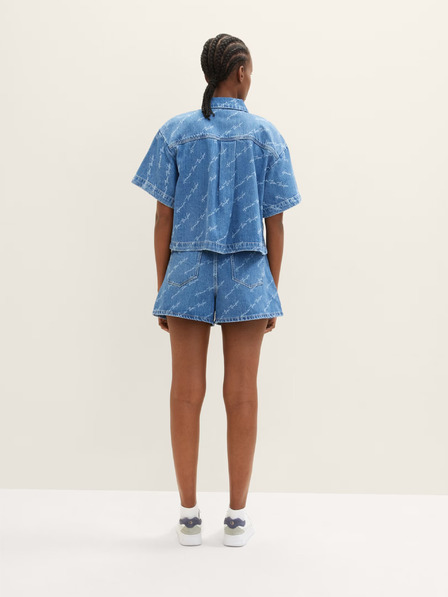 Tom Tailor Denim Blaue gemusterte Denim-Shorts für Damen Tom Tailor Denim
