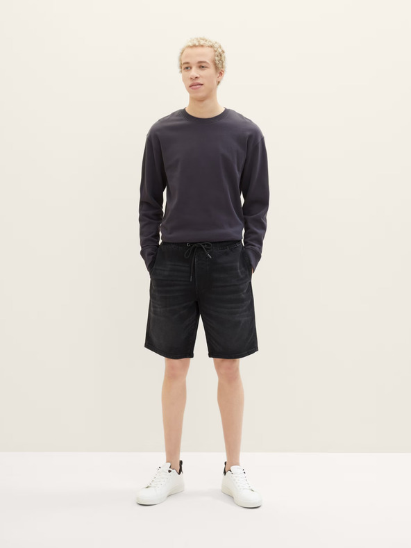 Tom Tailor Denim Schwarze Herren Denim Shorts Tom Tailor Denim