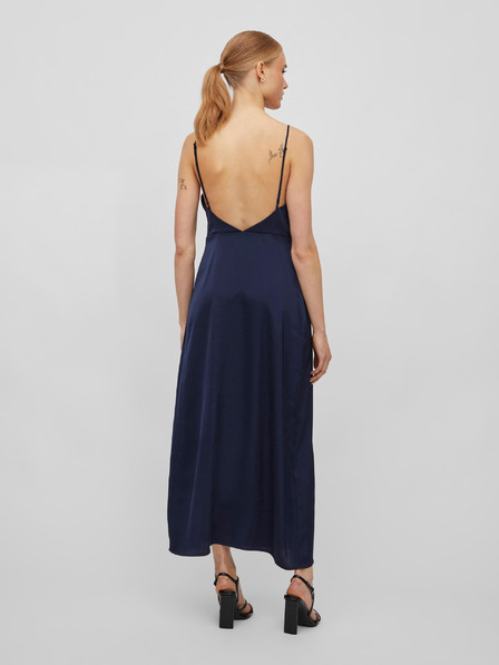 Vila Dunkelblaues Damen Satin Maxikleid VILA Ravenna