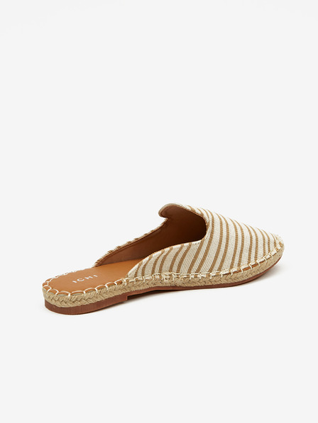 ICHI Beige und cremefarbene gestreifte Hausschuhe für Damen ICHI