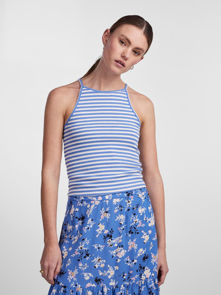 Pieces Weiß und blau gestreiftes Damen-Tank-Top Pieces Costina