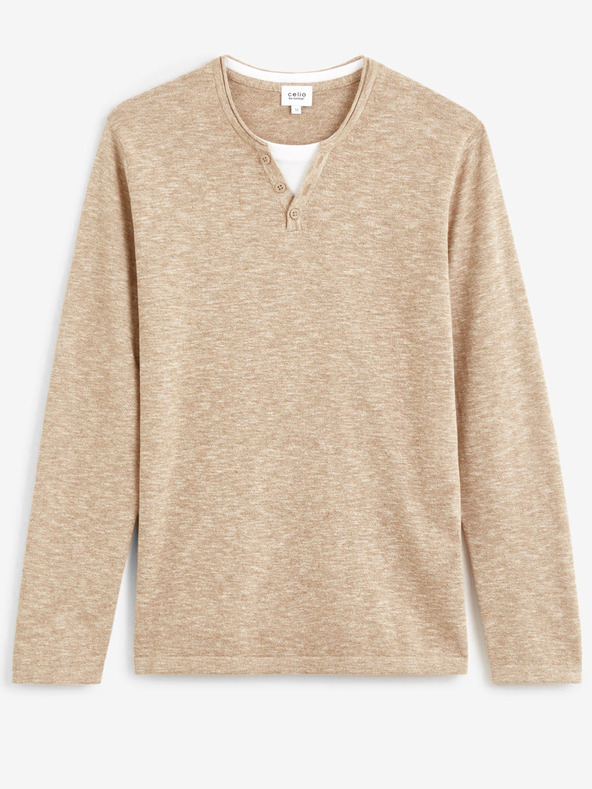 Celio Beige gestromter Herrenpullover Celio Delano