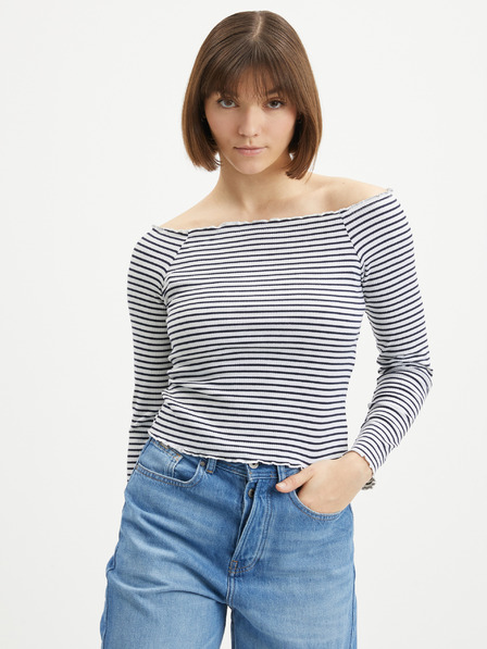 Pieces Weiß und blau gestreiftes T-Shirt Pieces Alicia