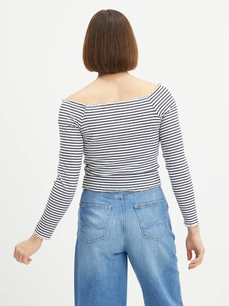 Pieces Weiß und blau gestreiftes T-Shirt Pieces Alicia