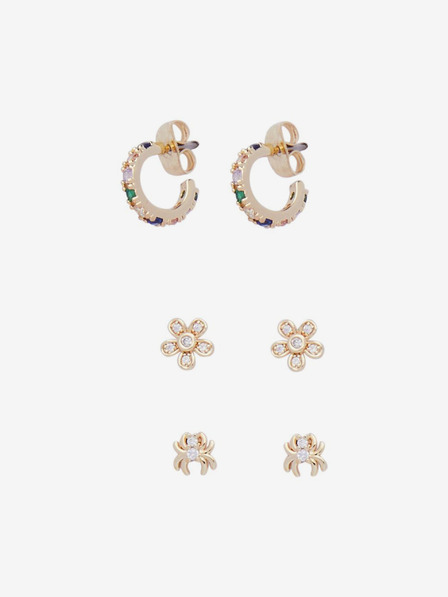 Pieces Set aus drei Paar Damen-Ohrringen in Gold Pieces Lylla
