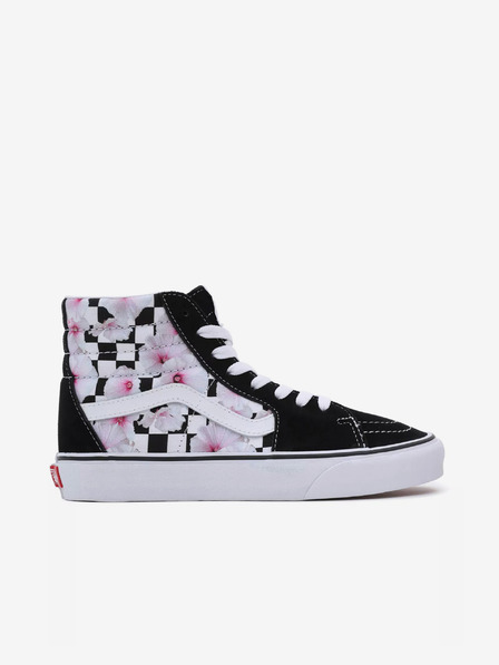 Vans Weiße und schwarze Damen-Sneakers mit Blumenmuster und Lederdetails VANS SK8-Hi