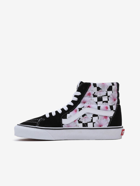 Vans Weiße und schwarze Damen-Sneakers mit Blumenmuster und Lederdetails VANS SK8-Hi