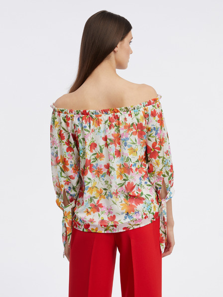 Orsay Rote und cremefarbene Damenbluse mit Blumenmuster ORSAY