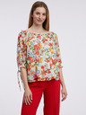 Orsay Rote und cremefarbene Damenbluse mit Blumenmuster ORSAY