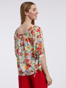 Orsay Rote und cremefarbene Damenbluse mit Blumenmuster ORSAY