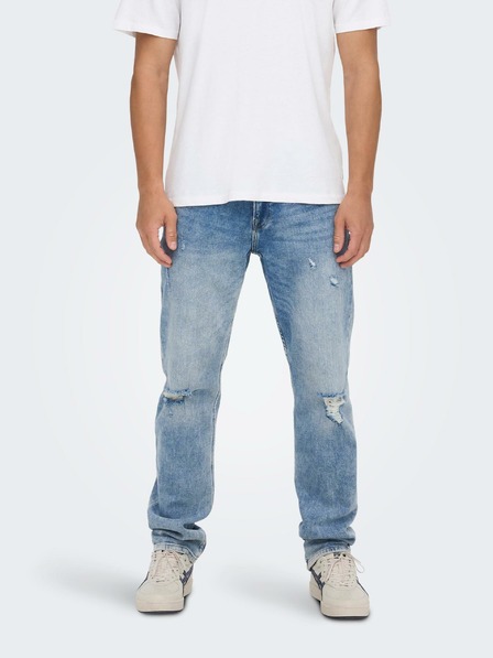 ONLY & SONS ONLY & SONS hellblaue Skinny Fit-Jeans mit Rippstrick