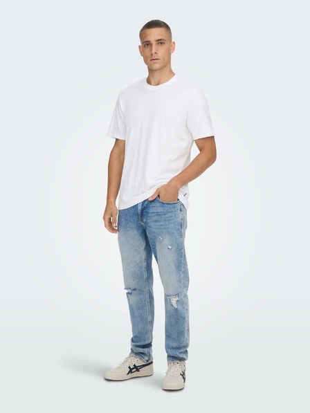 ONLY & SONS ONLY & SONS hellblaue Skinny Fit-Jeans mit Rippstrick