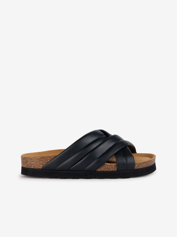 Geox Schwarze Damen Leder Hausschuhe Geox
