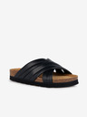 Geox Schwarze Damen Leder Hausschuhe Geox