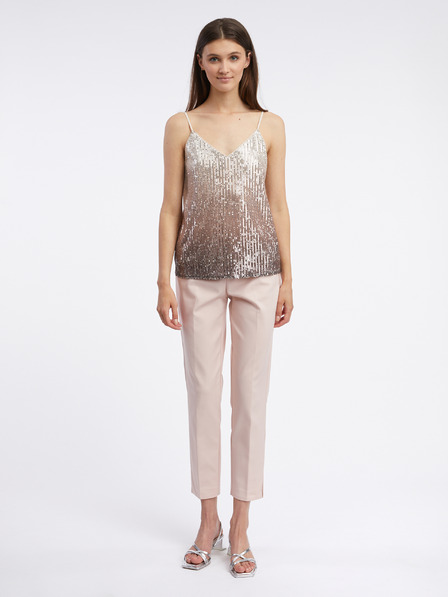 Orsay Beigefarbenes Damen-Pailletten-Top ORSAY