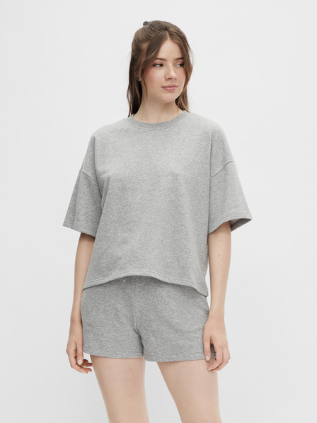 Pieces Graues gestreiftes Damen Basic-T-Shirt Pieces Chilli