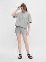 Pieces Graues gestreiftes Damen Basic-T-Shirt Pieces Chilli