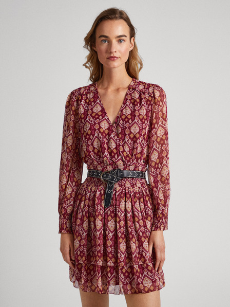 Pepe Jeans Rotes gemustertes Damenkleid Pepe Jeans Gala